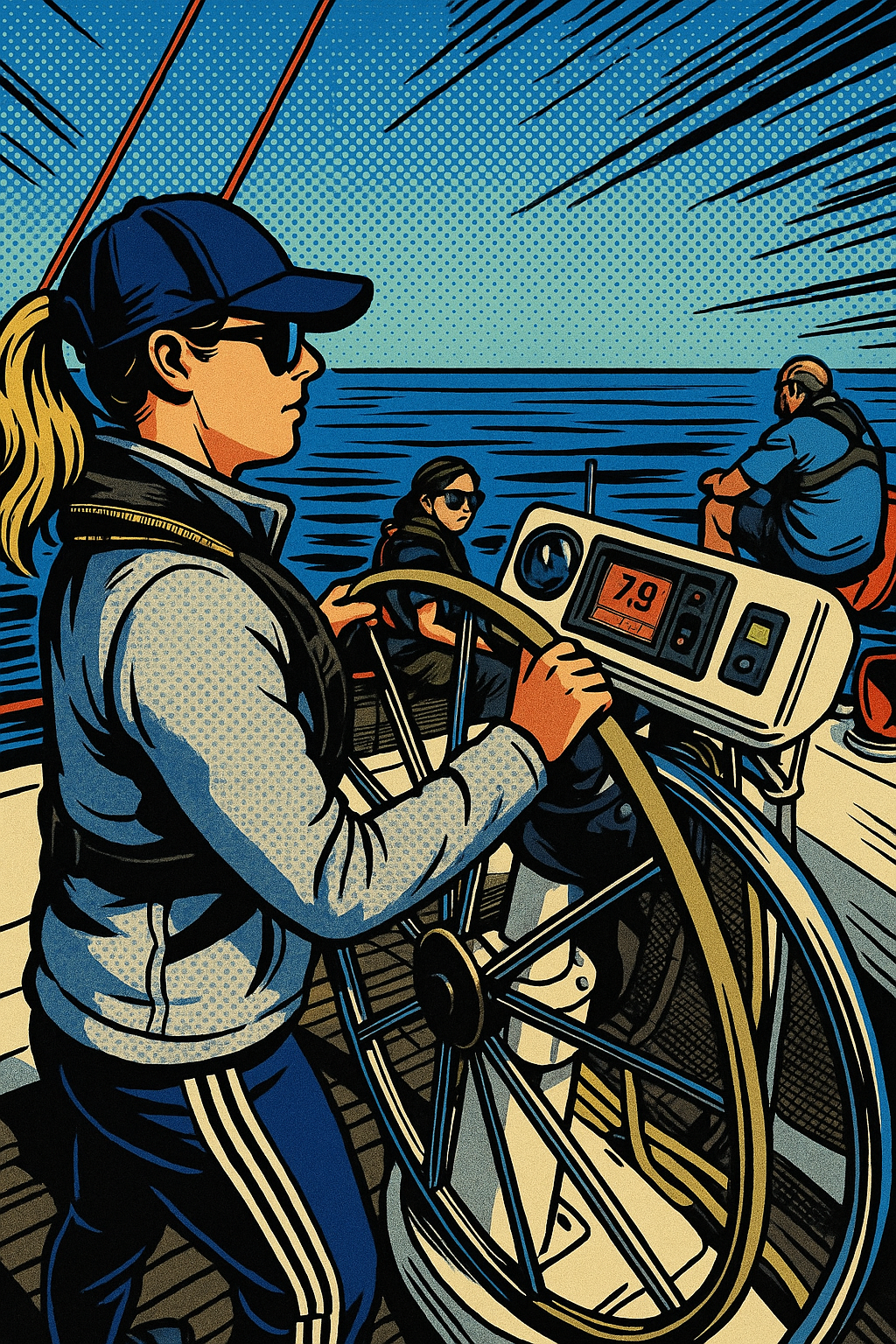 Elouise at the helm